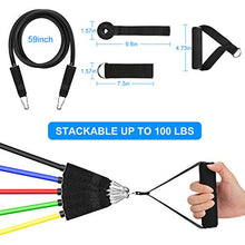 Load image into Gallery viewer, Resistance Bands Set, Exercise Bands with Handles Attached 5 Resistance Bands, Handles, Legs Ankle Straps & Door Anchor, Carry Bag, Fitness Bands for Men Women Resistance Training, Physical Therapy