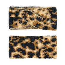 Load image into Gallery viewer, Fittia Leopard Winter Headband, Knit Ear Warmer Headband for Women, Warm and Fuzzy Cheetah Head Band, Brown