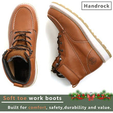 Load image into Gallery viewer, HANDROCK Work Boots for Men, 6" Soft Toe Mens Work Boots, Non-Slip Puncture-Proof Water Resistant Safety EH Moc Toe Construction Work Shoes (302/11)