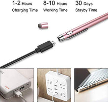 Load image into Gallery viewer, KECOW Stylus Digital Pen for Touch Screens, 1.45mm fine Elastic Tip Rechargeable Pencil Compatible for iPad iPhone Samsung Phone &Tablets,iOS&Android for Drawing and Writing Capacitive Pen (Rose Gold)