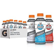 Load image into Gallery viewer, Gatorade Zero With Protein, 10g Whey Protein Isolate, Zero Sugar, Electrolytes, 3 Flavor Variety Pack, 16.9 Fl Oz, 12 Pack