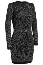 Load image into Gallery viewer, Meaneor Women's Black Bodycon Dresses Long Sleeve Sequin Party Cocktail Dress Black S