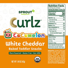 Load image into Gallery viewer, CoComelon Sprout Organic Baby Food, Toddler Snacks, White Cheddar Plant Power Curlz, 1.48 Oz Canister (6 Count)