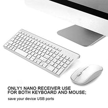 Load image into Gallery viewer, Wireless Keyboard and Mouse,JOYACCESS USB Slim Wireless Keyboard Mouse with Numeric Keypad Compatible with iMac Mac PC Laptop Tablet Computer Windows (Silver White)