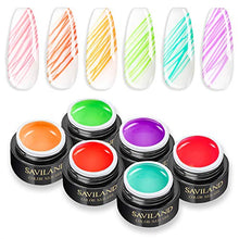 Load image into Gallery viewer, 6 Colors Spider Gel, Saviland Fluorescent Matrix Gel with Summer Gel Paint Design Nail Art Wire Drawing Gel for Line (Red Pink Orange Purple Green)