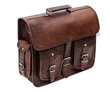 Load image into Gallery viewer, Handmade World Leather Messenger Bag 16 Inch Brown Air cabin Briefcase Leather Cross body Shoulder Large Laptop School bag (12" X 16")