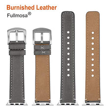 Load image into Gallery viewer, Fullmosa Compatible for iWatch 42mm 38mm 40mm 44mm, Yola Leather Watch Band for iWatch Series SE/6/5/4/3/2/1, Nike+, Edition, Sport 42mm Grey+Silver Hardware