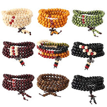 Load image into Gallery viewer, Yadoca 9 Pcs Bead Bracelet For Men Women 108 Mala Beads Bracelets Sandalwood Link Wrist Necklace 8mm Wood Bracelet For Men