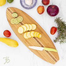 Load image into Gallery viewer, Totally Bamboo surfboard cutting board, 23x7.5 Inches