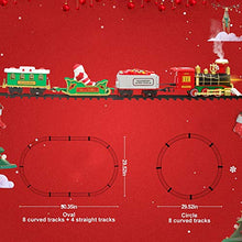 Load image into Gallery viewer, Hot Bee Christmas Toy Train Set, Electric Steam Train Toy w/ Smoke, Lights & Sounds Railway Tracks Kits for Under The Tree Gifts for 3 4 5 6 7 8+ Year Old Boys & Kids