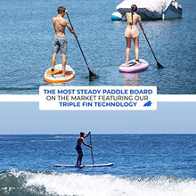Load image into Gallery viewer, Crew Axel Inflatable Stand Up Paddle Board (6” Thick) Non Slip SUP W Premium Backpack, 3 Fins, Floating Paddle, Pump, & Leash (10’ x 30” x 6”) Light Weight (17lb) Wide Stance Kids & Adults (Pink)
