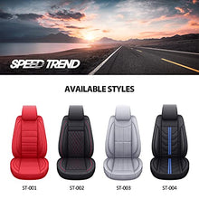 Load image into Gallery viewer, SPEED TREND Leather Car Seat Covers, Premium PU Leather & Universal Fit for Auto Interior Accessories, Automotive Vehicle Cushion Cover for Most Cars SUVs Trucks (ST-003 Full Set, Black&RED)