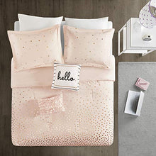 Load image into Gallery viewer, Intelligent Design Zoey Triangle Metallic Print, Cozy Comforter Set All Season Bedding Set, Matching Sham, Decorative Pillow, Twin/Twin XL, Blush/Rosegold 4 Piece