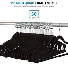 Load image into Gallery viewer, Zober Non-Slip Velvet Hangers - Suit Hangers (50-pack) Ultra Thin Space Saving 360 Degree Swivel Hook Strong and Durable Clothes Hangers Hold Up-To 10 Lbs, for Coats, Jackets, Pants, & Dress Clothes