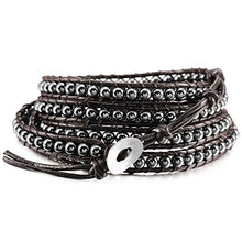 Load image into Gallery viewer, MOWOM Alloy Genuine Leather Bracelet Bangle Cuff Rope for Women Boys Kids Gemstone Beads Braided 3 Wraps & 5 Wraps Stone Adjustable Handmade Jewelry Gift