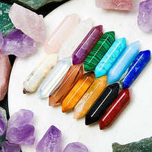 Load image into Gallery viewer, Ferreve Crystal Wands Hexagonal Natural Amethyst Rose Quartz Tiger Eye Obsidian Crystals Gemstone Wand Set for Meditation Crystal 1.18 Inch -1.3 Inch (Fresh Colors, 14 Pieces)