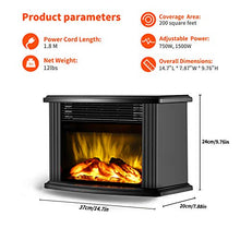 Load image into Gallery viewer, DONYER POWER 14" Mini Electric Fireplace Tabletop Portable Heater, 1500W, Black Metal Frame,Room Heater,Space Heater,Gift