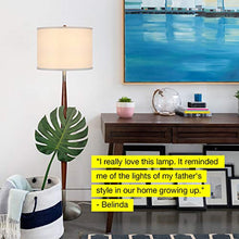 Load image into Gallery viewer, Brightech Lucas - Mid Century Modern Floor Lamp For Bedroom Reading - Brighten Living Room Corners with A Free Standing Light - Tall Office Lighting With Drum Shade & Handsome Wood Finish