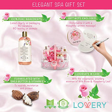 Load image into Gallery viewer, Home Spa Gift Basket - Wild Rose & Raspberry Leaf Scent - Luxurious 7 Piece Bath & Body Set For Men/Women, Contains Shower Gel, Body Lotion, Body Scrub, Bath Salt, Body Mist, Bath Puff & Shower Caddy