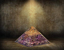 Load image into Gallery viewer, Opulence Metaphysical X-Large LG-75 MM Orgone Amethyst stone Crystal Certified EMF Protection Pyramid With Quartz Energy Point Reiki Charged Energy Generator Crown Chakra Healing Meditation (Amethyst)
