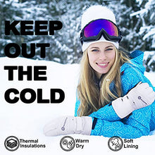 Load image into Gallery viewer, Andorra Snow Gloves Women Touchscreen Zipper Pocket Ski Gloves Waterproof Gloves Women, White, S