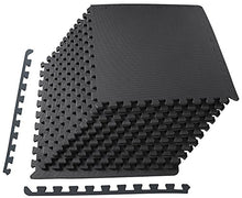Load image into Gallery viewer, BalanceFrom Puzzle Exercise Mat with EVA Foam Interlocking Tiles, Black