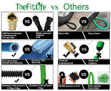 Load image into Gallery viewer, TheFitLife Flexible and Expandable Garden Hose - Strongest Triple Latex Core with 3/4" Solid Brass Fittings Free 8 Function Spray Nozzle, Easy Storage Kink Free Water Hose (50 FT)
