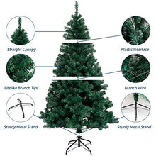 Load image into Gallery viewer, ROSELEAF 6ft Artificial Christmas Tree, Unlit Hinged Green Pine Xmas Tree 800 Branch Tips with Sturdy Stand and Storage Bag for Home Office Holiday Festival Party Decor
