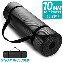 Load image into Gallery viewer, Aduro Sport Yoga Workout Mat, Extra Thick Yoga Foam Mat for Home Gym Exercise Mat with Carrying Strap (Black)