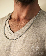 Load image into Gallery viewer, 925 Italian Sterling Silver 2.5mm Solid Franco Chain, FREE Microfiber Cloth, Rhodium Plated Square Box Link Necklace, Giorgio Bergamo (24)