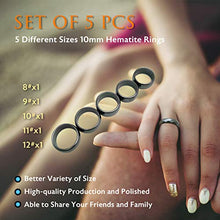 Load image into Gallery viewer, Morchic 5Pcs Hematite Stone Plain Band Rings for Women Men Unisex, Anxiety Balance Root Chakra 10mm Thick (Pack of Mixed Size)