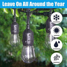 Load image into Gallery viewer, 2-Pack 96FT(48×2) Outdoor LED Outdoor String Lights for Patio with Dimmable Waterproof Shatterproof 5000K Daylight White E26 Bulbs, 15 Sockets, Commercial Grade Hanging String Lights for Cafe Backyard