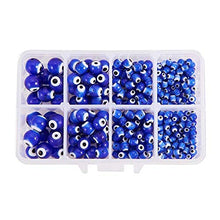 Load image into Gallery viewer, PH PandaHall 390 Pieces Blue Evil Eye Glass Beads Assorted Size Lampwork Round Beads for Jewelry Making - 4mm/6mm/8mm/10mm