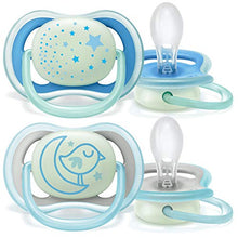 Load image into Gallery viewer, Philips AVENT Ultra Air Nighttime 6-18 Months Pacifier, SCF376/43, Blue, (Pack of 4)