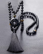 Load image into Gallery viewer, Lightock 108 Mala Beads 8mm Necklaces for Women Men Black Obsidian Peace Buckle/Agate Heart Sutra Healing Gemstone Prayer Charm for Meditation