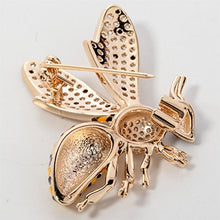 Load image into Gallery viewer, Szxc Women's Bumble Bee Pin Brooch + Pendant 2 in 1 - 1 2/5 Inch - Crystal Cubic-Zirconia Enamel Bee Collection Accessories (Gold)