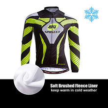 Load image into Gallery viewer, sponeed Bike Jersey Set Mens Thermal Fleece Long Sleeve Mountain Road Biking Clothing Warm Padded Cycling Tights US XL Green
