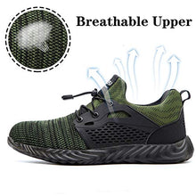 Load image into Gallery viewer, SUADEX Indestructible Steel Toe Work Shoes for Men Women Puncture Proof Composite Toe Working Shoes Black/Green