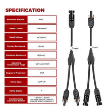 Load image into Gallery viewer, BougeRV Solar Connectors Y Branch Parallel Adapter Cable Wire Plug Tool Kit for Solar Panel