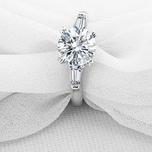 Load image into Gallery viewer, espere Sterling Silver 2 Carat CZ Baguette Round Solitaire Engagement Ring Bridal Wedding Jewelry (5)