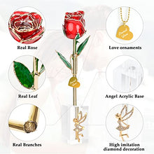 Load image into Gallery viewer, 24k Gold Dipped Real Rose, Gifts for Wife/Mom, Forever 24k Rose with Crystal Stand, Handmade Gifts for Women on Birthday Anniversary Valentines Day Mothers Day