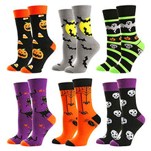 Load image into Gallery viewer, Halloween Socks Christmas Socks for Women Funny Novelty Skeleton Socks Christmas Gifts Women Casual Socks 6 Pack