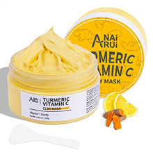 Load image into Gallery viewer, ANAIRUI Turmeric Vitamin C Clay Mask for Acne and Dark Spots, Vitamin C & E Clay Facial Mask for Blackheads, Pores, Wrinkles, Fine Lines, Hydrating, Clarifying, Cleansing Skincare Mask, 4.23 OZ