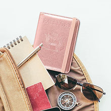 Load image into Gallery viewer, ACdream Passport and Vaccine Card Holder Combo, Cover Case with CDC Vaccination Card Slot, Leather Travel Documents Organizer Protector, with RFID Blocking, for Women and Men, Rose Gold