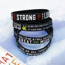 Load image into Gallery viewer, Finrezio 8 PCS Power of Faith Bible Verse Wristbands Black Silicone Bracelets for Men Women Christian Religious Jewelry Gifts