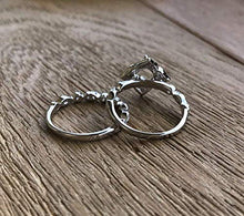 Load image into Gallery viewer, Round Moonstone Bridal Set- Rainbow Moonstone Engagement Ring Set- Alternative Wedding Set Ring- Sterling Silver Halo Engagement Set