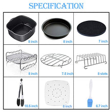 Load image into Gallery viewer, Square Air Fryer Accessories 11 pcs with Recipe Cookbook Compatible for Philips Air Fryer, COSORI and other Square AirFryers and Oven, Deluxe Deep Fryer Accessories Set of 12-8 inch
