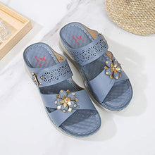 Load image into Gallery viewer, Reokoou Flat Sandals for Women Summer Casual Hollow Out Comfortable Wedge Platform Shoes Slip On Beach Slippers