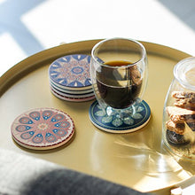 Load image into Gallery viewer, Drink Coasters with Thin Cork Bottom - Set of 6 Moisture Absorbing Stone Coasters - 4 inch Large Table Scratch or Stain Protection for Cup or Glasses