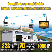 Load image into Gallery viewer, VECLESUS VMW7-2C 1080P Wireless Backup Camera Kit, 7” IPS HD Monitor & IP69K Waterproof High Speed Stable Transmission 2 Backup Cams for Trucks, RVs, Trailers, Bus, Harvester, Motorhome Large Vehicles